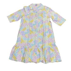 Vintage The Comfort Coat By Sears Geo Floral Button Down Housecoat Size Large
